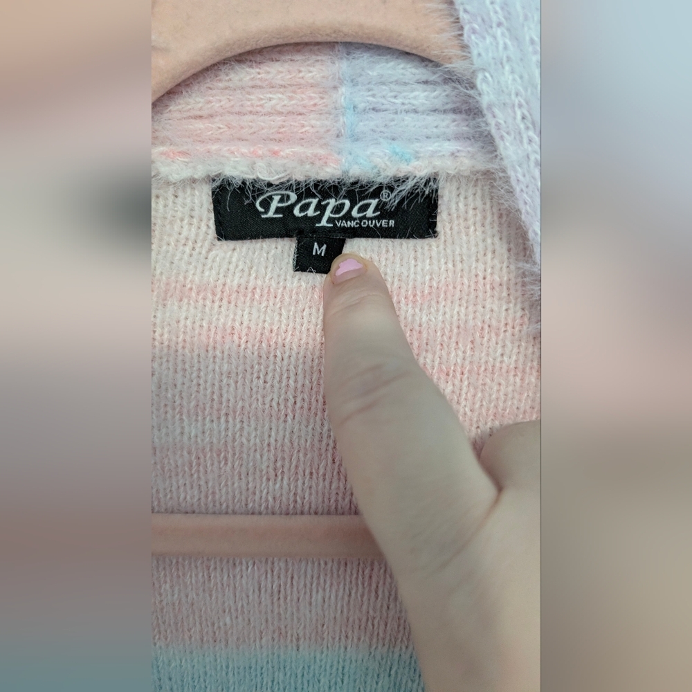 Rare 😲 Papa Vancouver Canada Cotton Candy 🍭 Striped Cardigan Size Medium - Picture 6 of 6